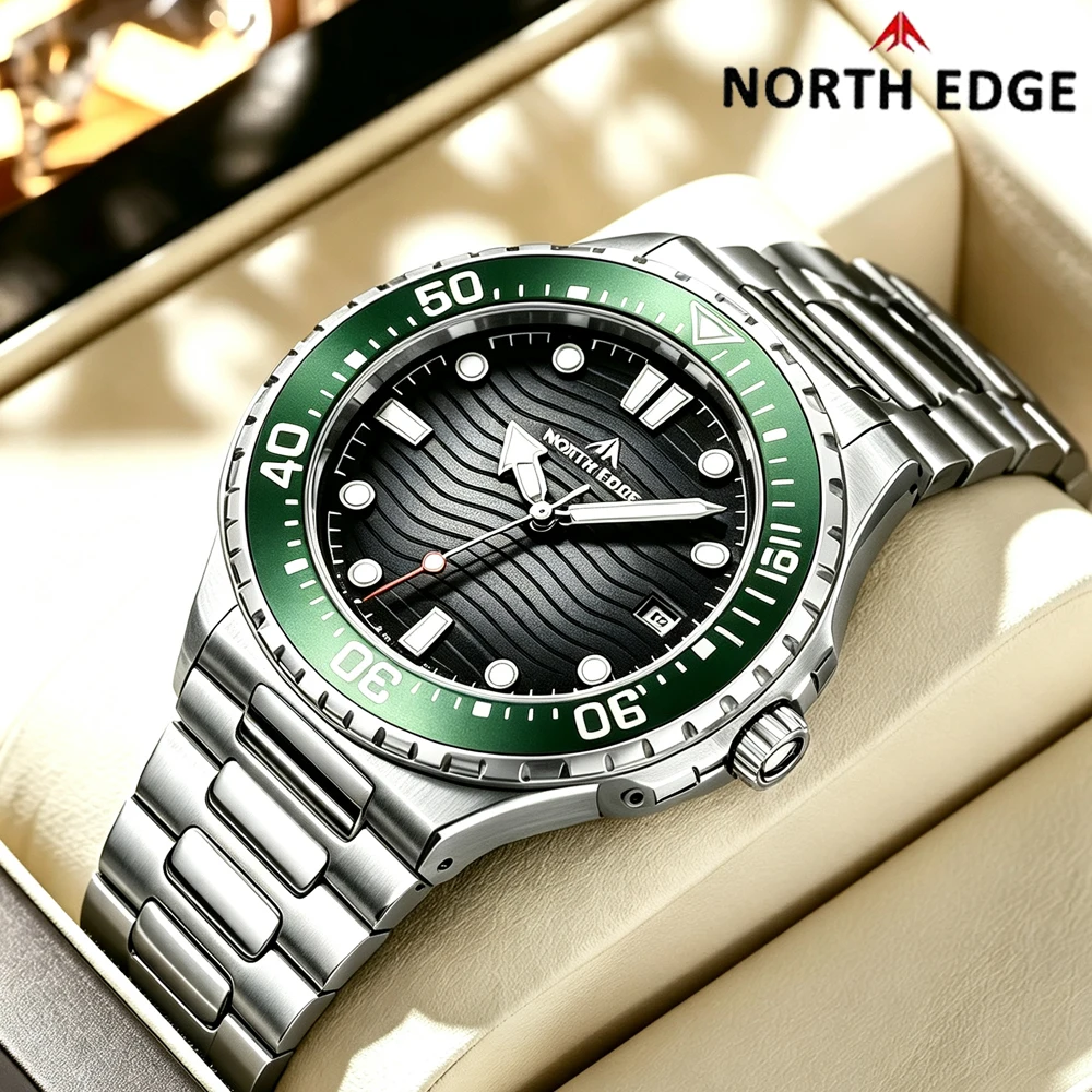Hot Goods NORTH EDGE TRITON Multi Color Solar-Powered Diving Watch Luxury Quartz Watches For Men 300M Waterproof 180+ Day Power