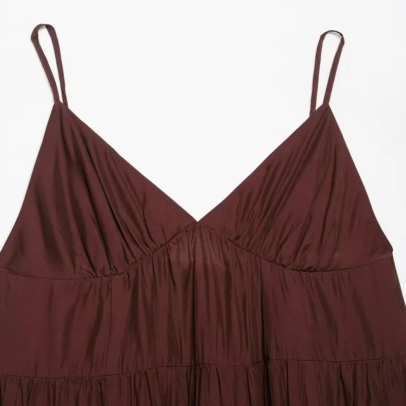 Vestido longo f em camadas, confortável, e, com alças, estilo casual para o dia a dia, sem mangas, material 00...