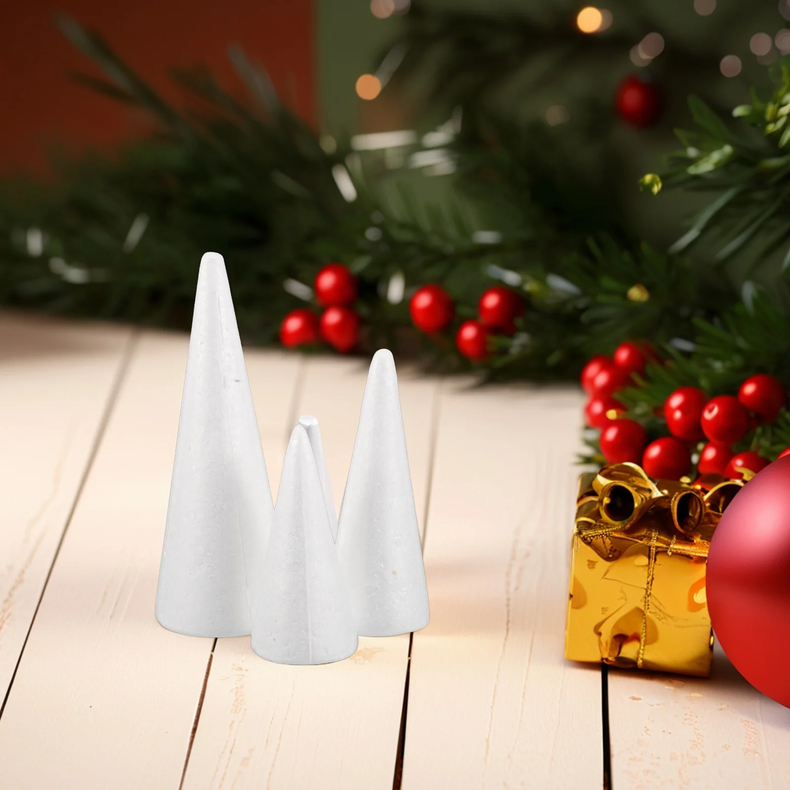 

15Pcs White Foam Cones DIY Craft Supplies for Xmas Tree Decoration Handmade Wedding Baby Shower Centerpieces Foams Cones