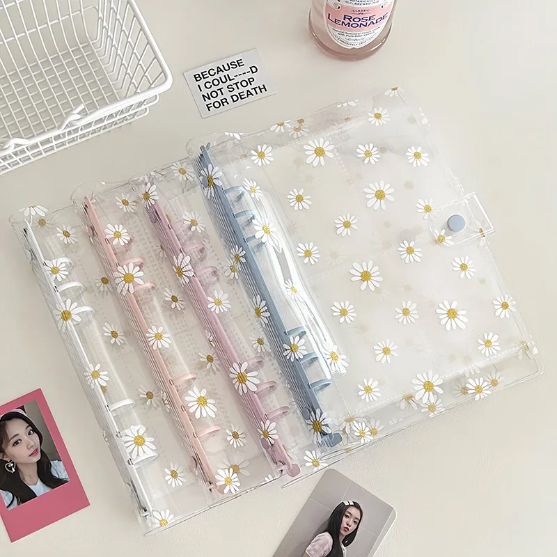 A5 Small Daisy 6-hole Loose-leaf Book, PVC Loose-leaf Shell, Hand Ledger, Photo Album, Goo Card, Small Card Star-chasing Storage