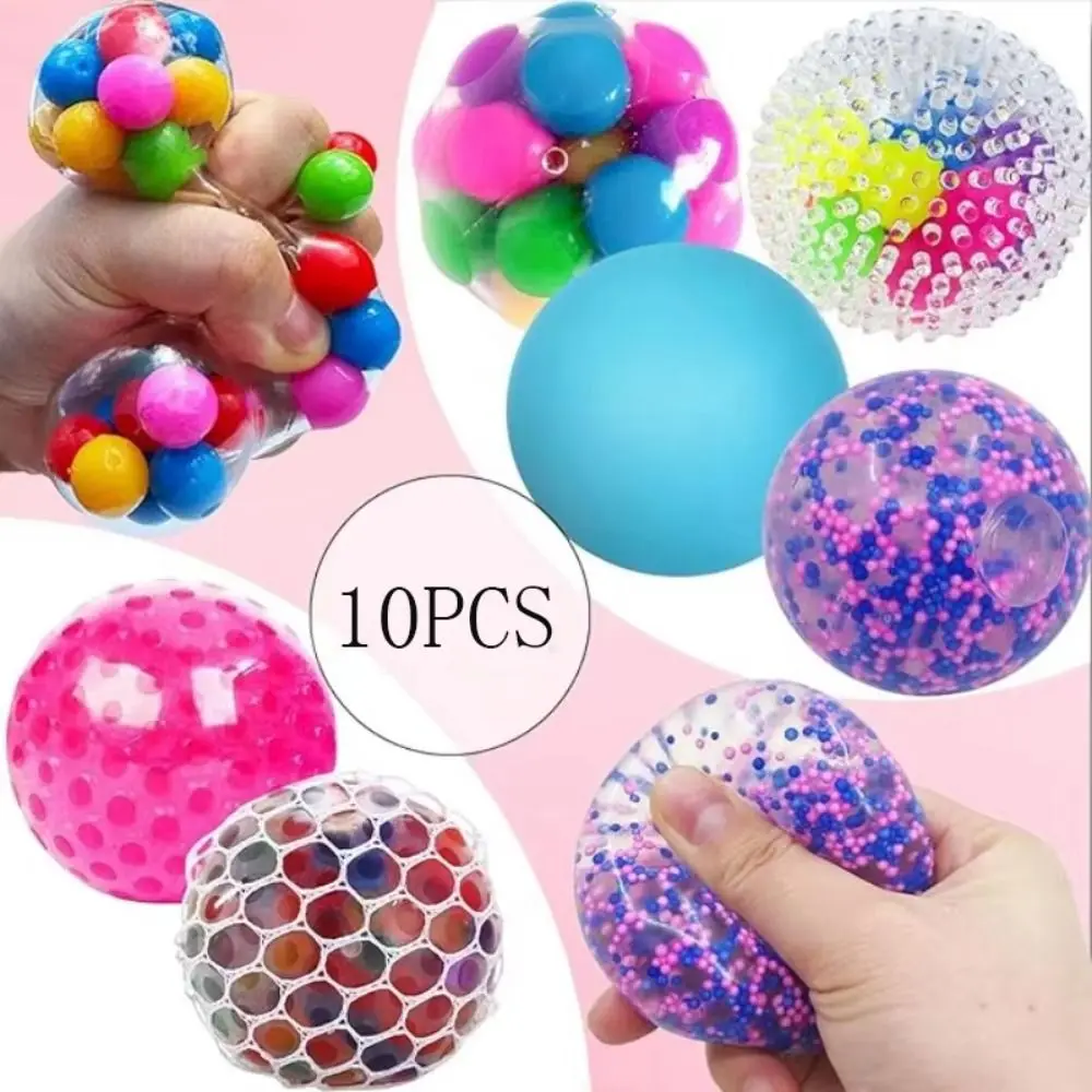 

10pcs Funny Squeezing Acne TPR Crystal Ball Transparent Sphere Water Ball Pinching Solid Realistic Rainbow Ball Squeeze