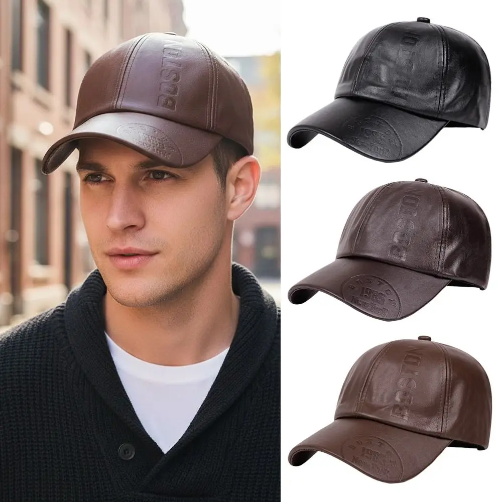 Vintage Boston New York 1985 Embossed Faux Leather Baseball Cap Adjustable Casual Dad Hat Baseball Hats Women Men