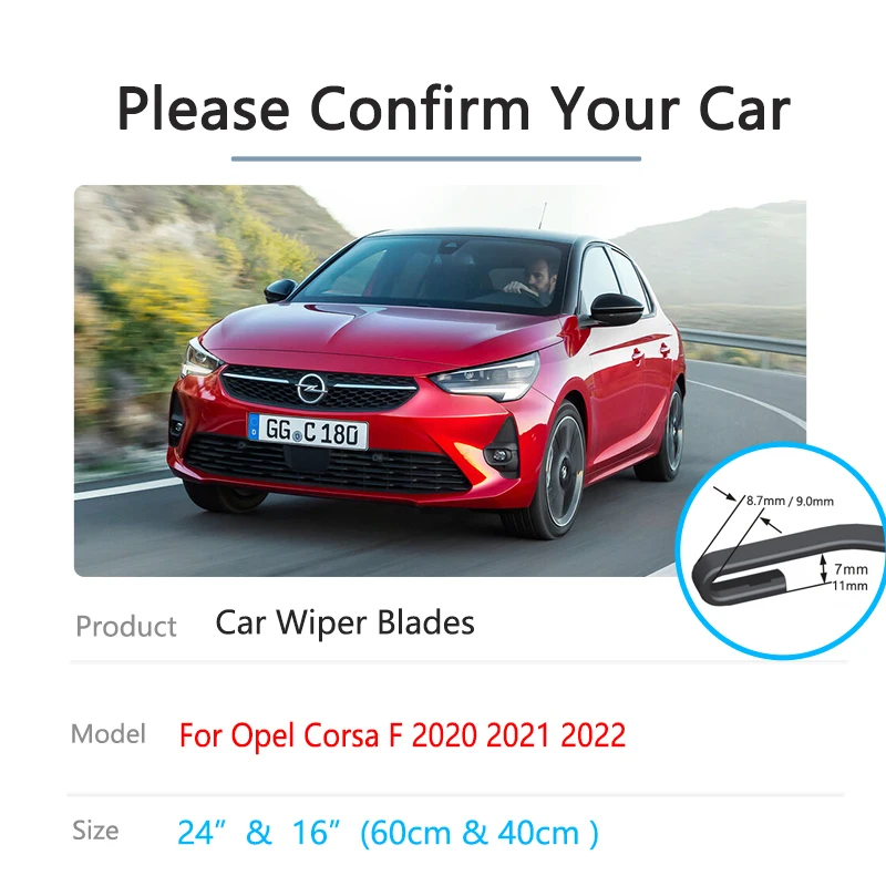 For Opel Vauxhall Corsa F 2020 2021 2022 2022 Accessories Front Rear Set Wiper Blades Brushes Windshield Windscreen Replacement