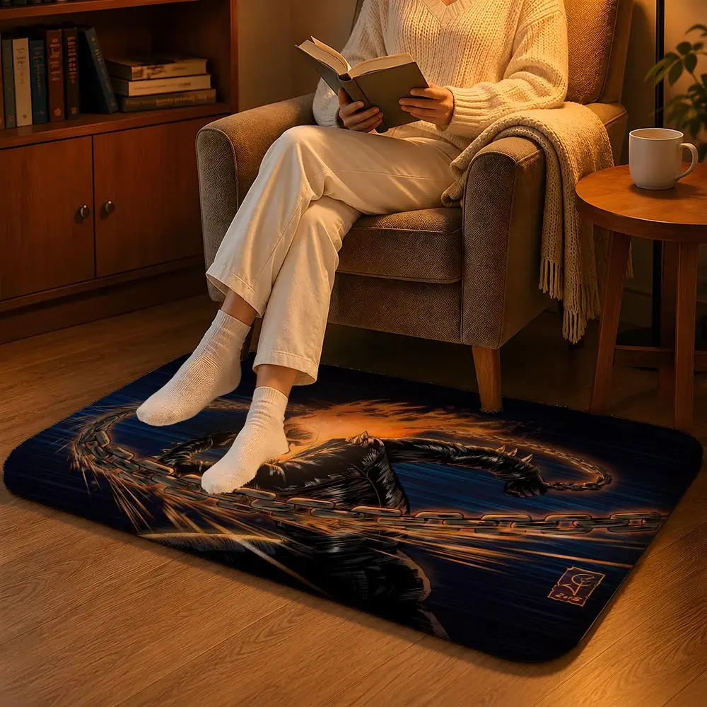 G-Ghost Rider Tapis de sol en flanelle douce antidérapant, lavable, pour salon, chambre à coucher, décoration de la maison