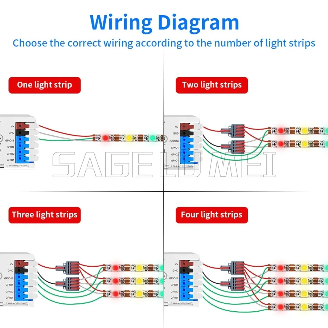 ESP32 WLED Digital LED Controller Microphone function UART Download DIY Dynamic Lighting Mode APP Voice Control Channel GLEDOPTO