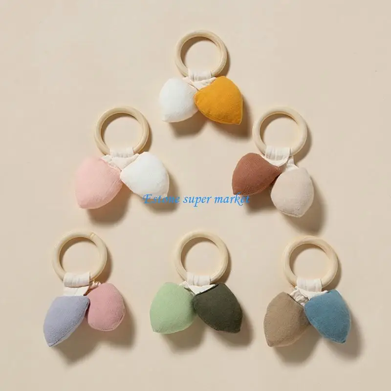 

090B Baby Rattle Toy Cotton Detachable Rings Teething Bracelets Solid Color