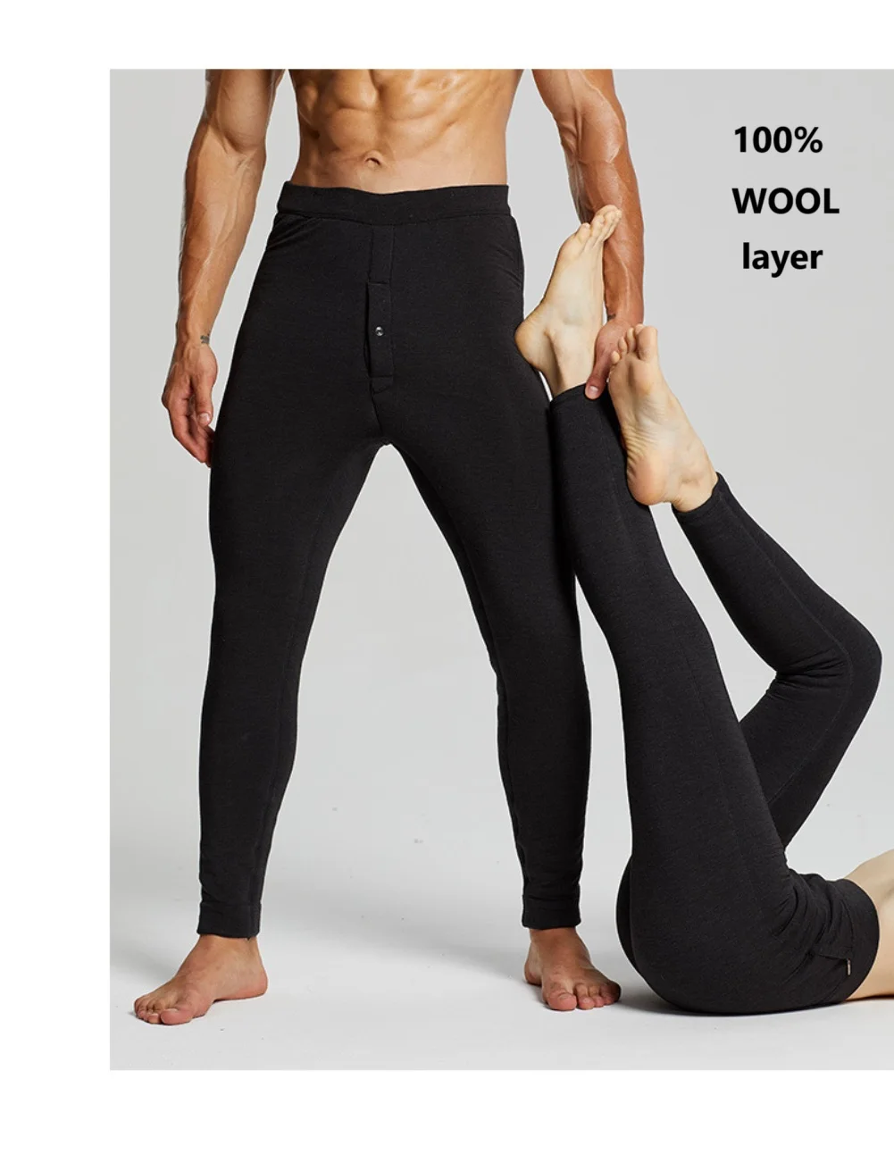 100% wool fleece thermal pants women winter leggings warm tights men underwear merino mens long johns clothes pantyhose lined