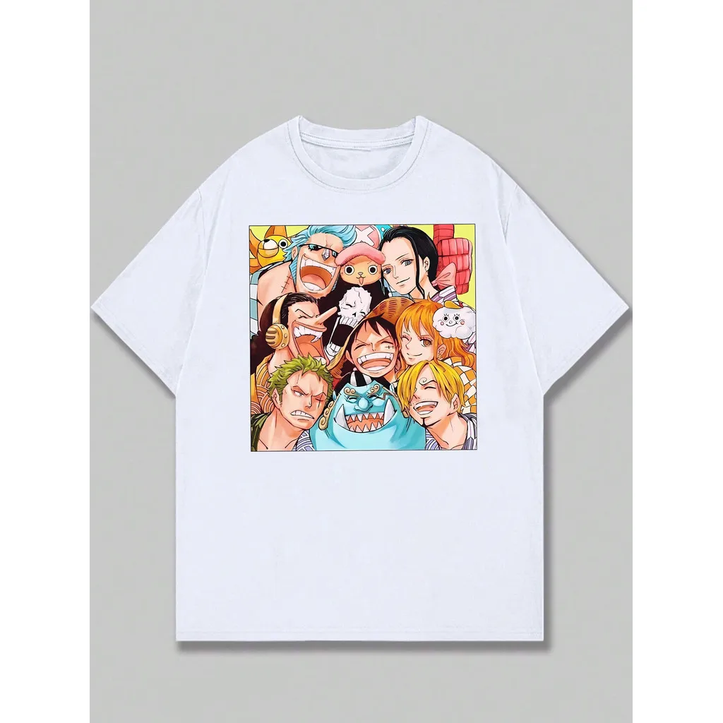 Miniso ONE PIECE Luffy Japan Anime Women Summer T-Shirt Harajuku Vintage Short Sleeve Loose Large Casual Comfortable Y2k Top