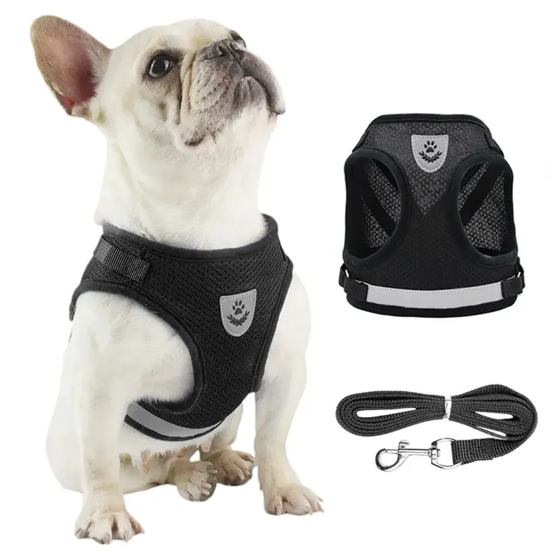 

Dog Tshirt Leash Undershirt Harnesses Mesh Breathable Adjustable Easy Control Reflective Undershirt Dog Harness Collar