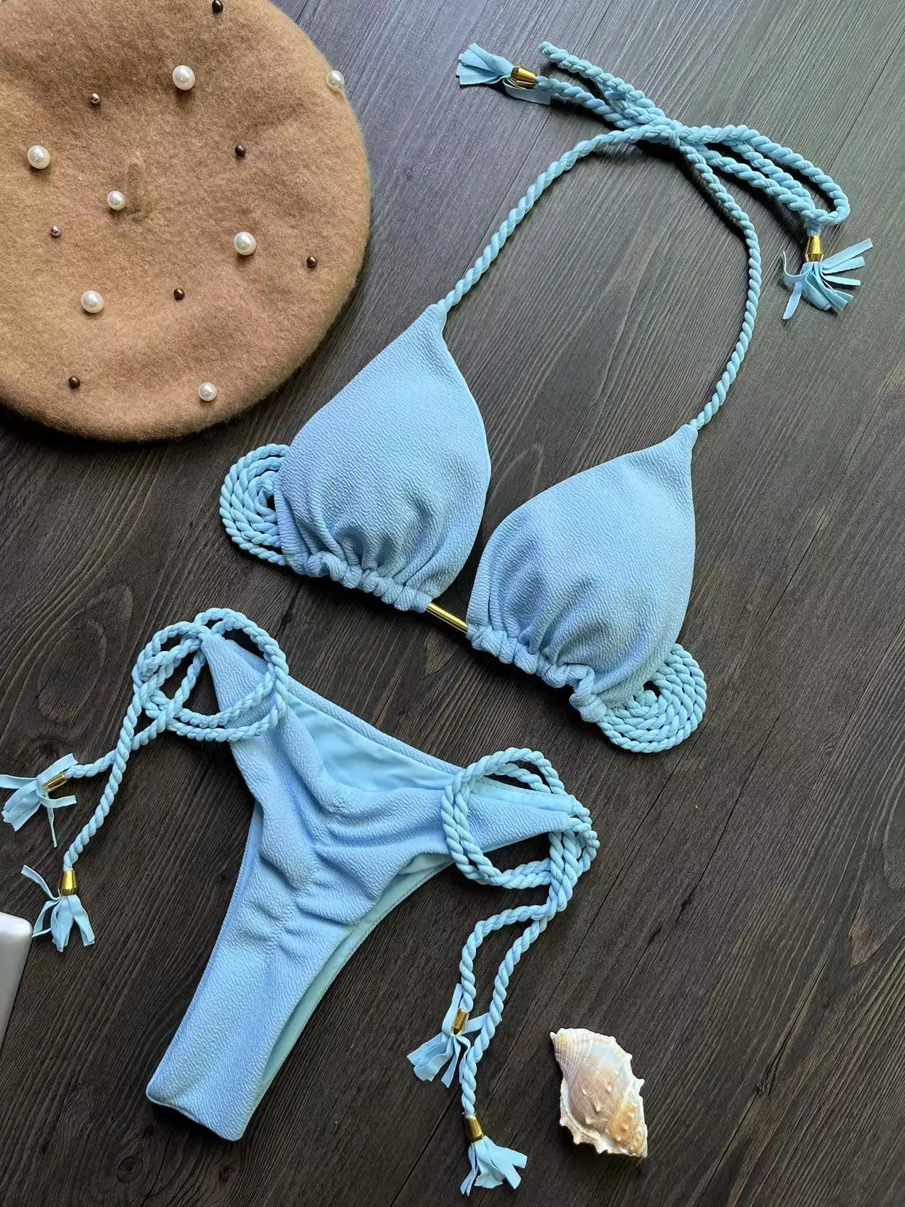 RUOTONSEPT Sexy Braiding rope Bandage Bikini Set Women's Swimsuit Two-piece Triangle Swimwear Bathing Suit Brazilian Biquinis