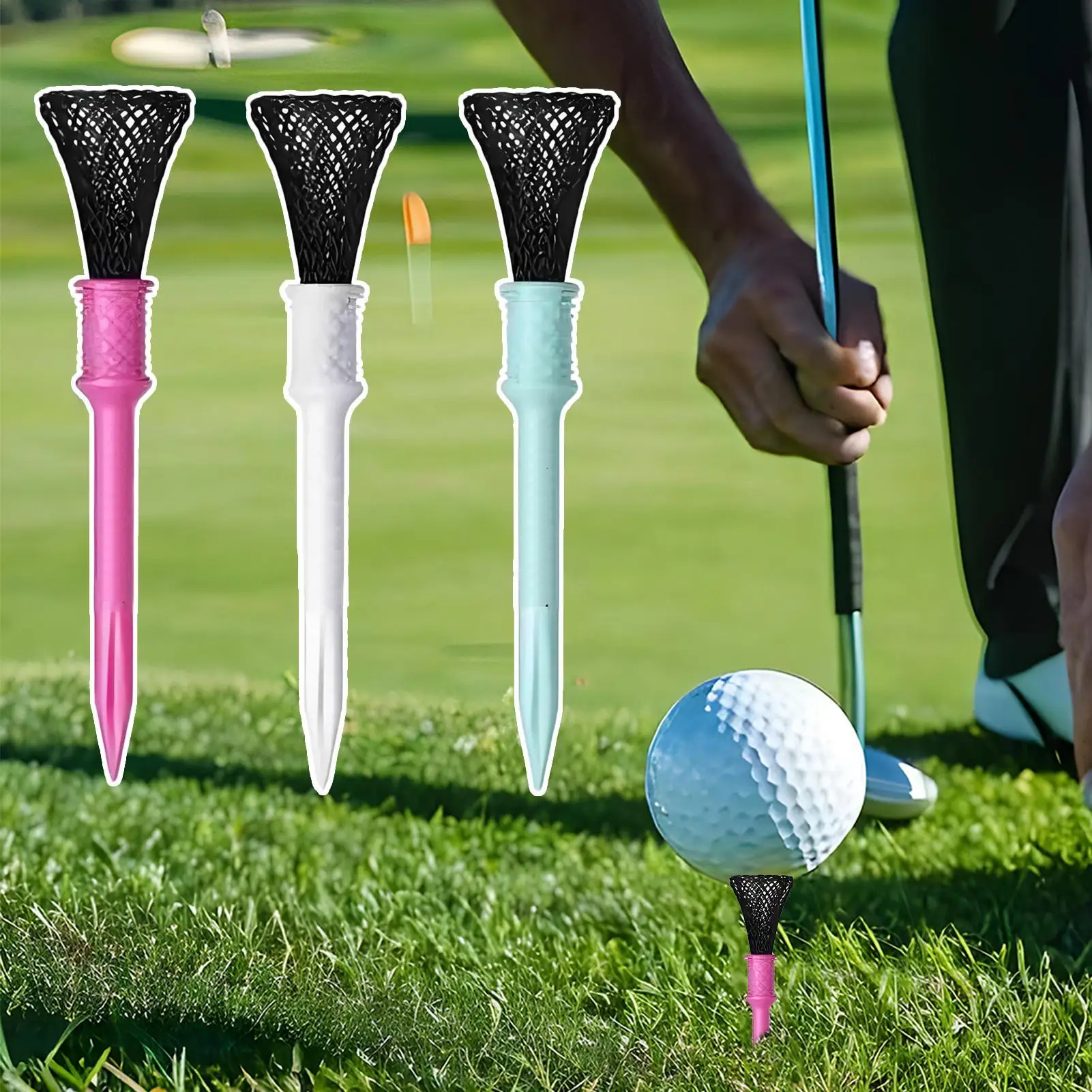 3PC Golf Tees Mesh Ontwerp Basis Plastic Bal Tack Verminderen Wrijving Golf Training Praktijk Tool Golf Levert 50/75/83mm