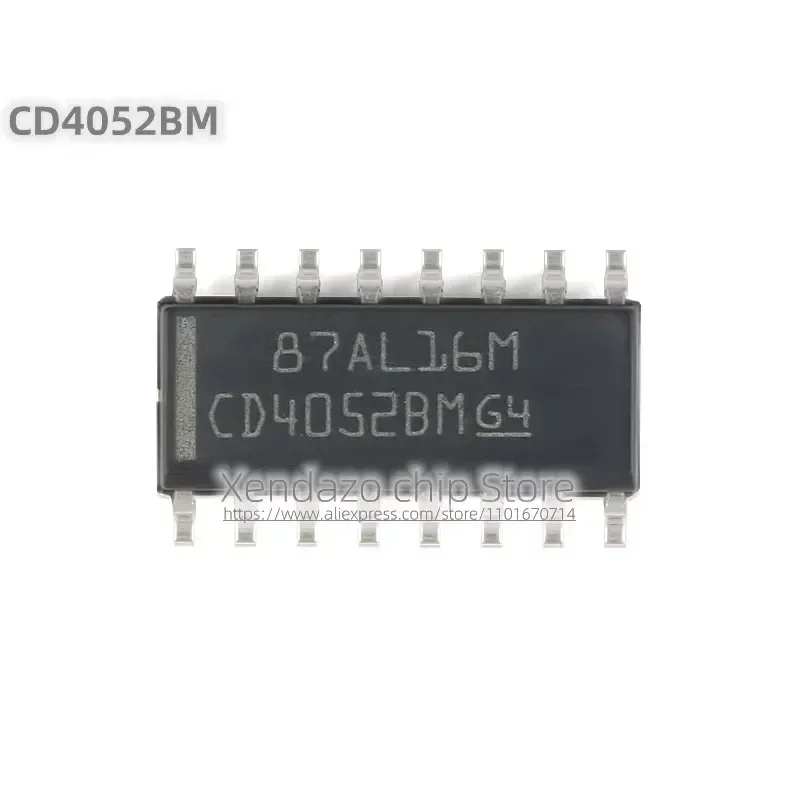 10pcs/lot CD4052BM CD4052 SOP-16 package Original genuine Low on-leakage current 2-channel 4:1 analog switch chip