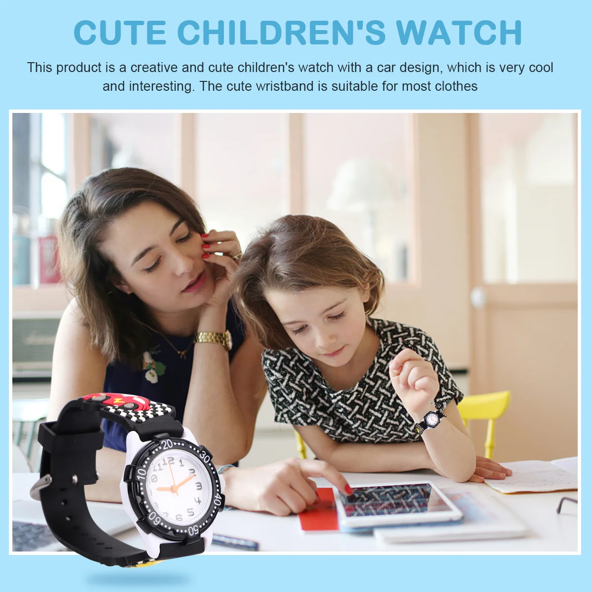 ساعة كارتونية ثلاثية الأبعاد بنمط سيارة سوداء مقاومة للماء بتصميم خفيف كهدية لساعة اليد الإبداعية #5
