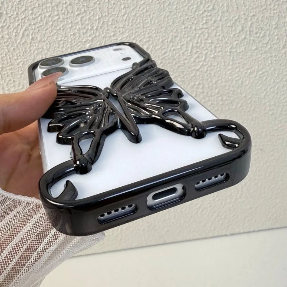 

Художественный полый чехол-бабочка для iPhone 17, Air 16, 14, 13, 12, 11 Pro Max Plus, роскошный чехол для телефона с 3D вырезом и покрытием из жесткого ПК