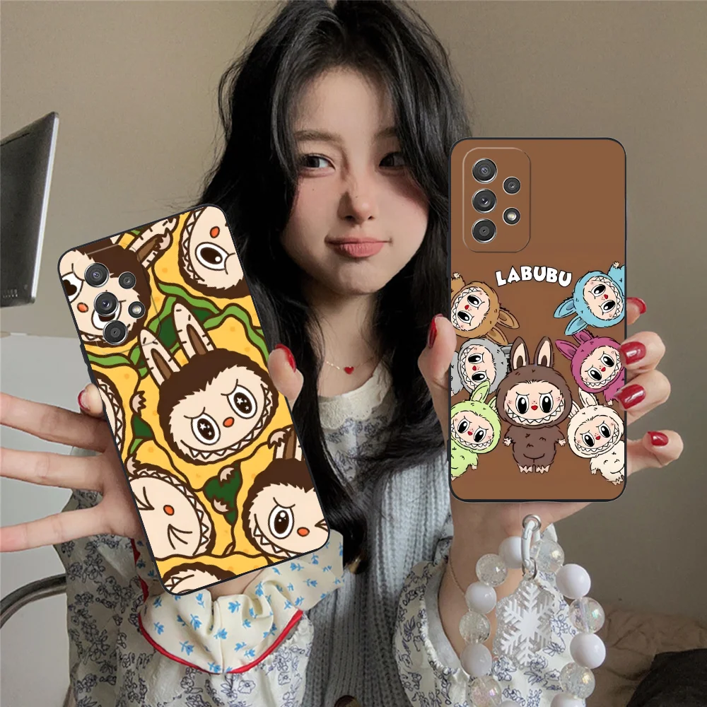 Mobile Labubu Phone Case for Samsung Galaxy A73 72 71 70 55 54 53 52 35 34 32 23 14 13 5G Black Smartphone Cellphones Cover