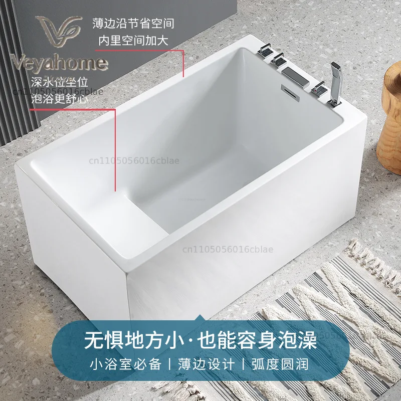 New acrylic bathtub deep bubble household adult small apartment mini freestanding bathtub household small bathtub with seat