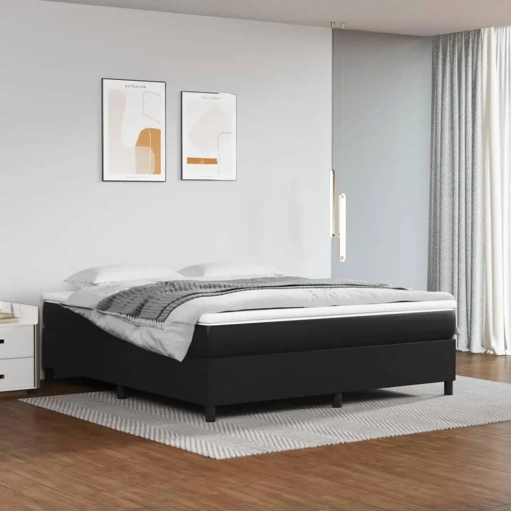 Black King Faux Leather Bed Frame - Mattress Not Included (US Only) - Stylish & Durable Design