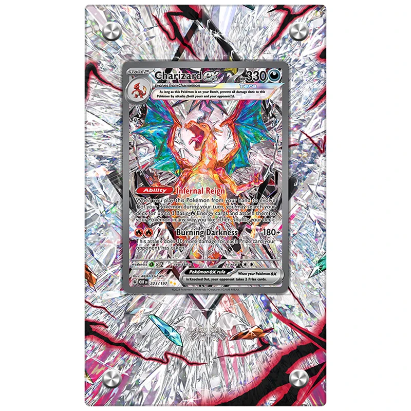 Ptcg Mew Charizard Pikach soporte de exhibición de tarjetas acrílicas Diy ladrillos de tarjetas colección de Anime clásico juguetes de regalo sin tarjeta incluida