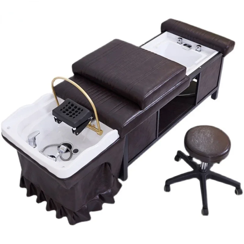 2023 black professional water therapy hair washing massage chair customize spa heated head shampoo bed wi