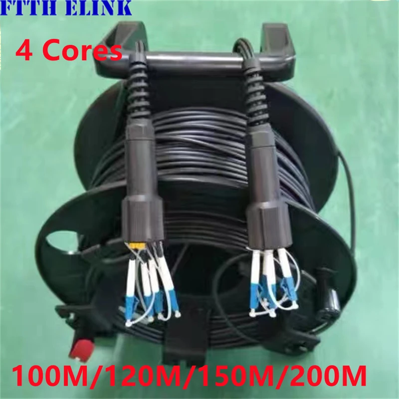 Kabel pancerny Patch cord 4C TPU LC-LC z PCD310 bęben 100 m120 m150m200m 4 rdzenie LSZH 5mm wodoodporny jednomodowy outdoor FTTH