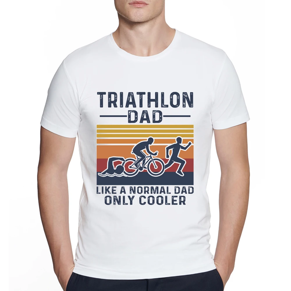 Triathlon Triathlete Runninger Swimmings Bikings Funny Triathlon dad like a normal dad T Shirt Men Summer Streetwear T-Shirt