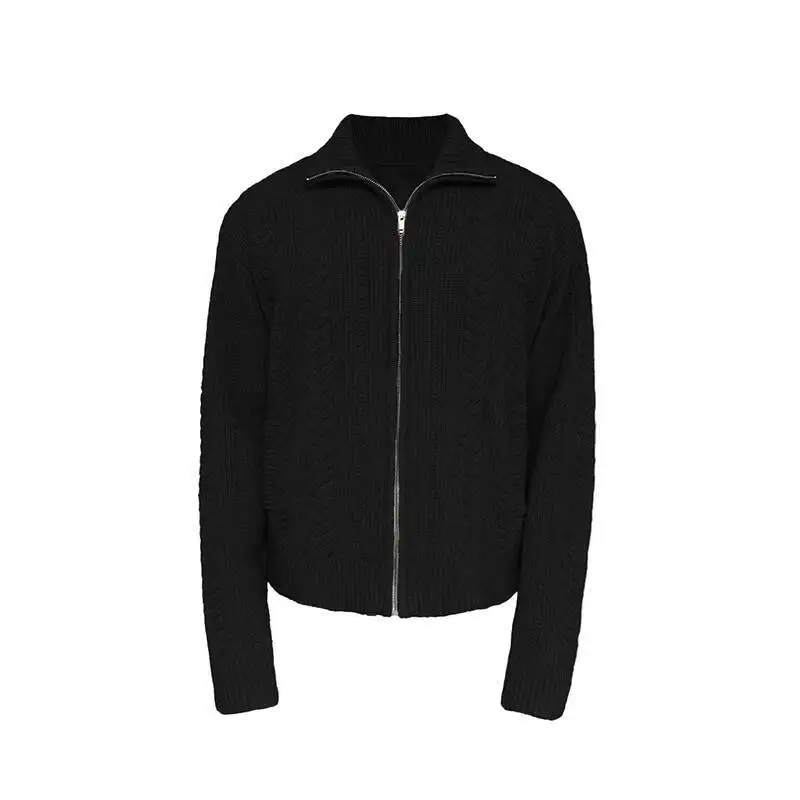 HKSH Autunno Inverno Nuovo Uomo Marea Colletto rovesciato Cerniera Cravatta Fiori Design Maglione sottile Cardigan Casual Elegante Ins Cappotto HK13724