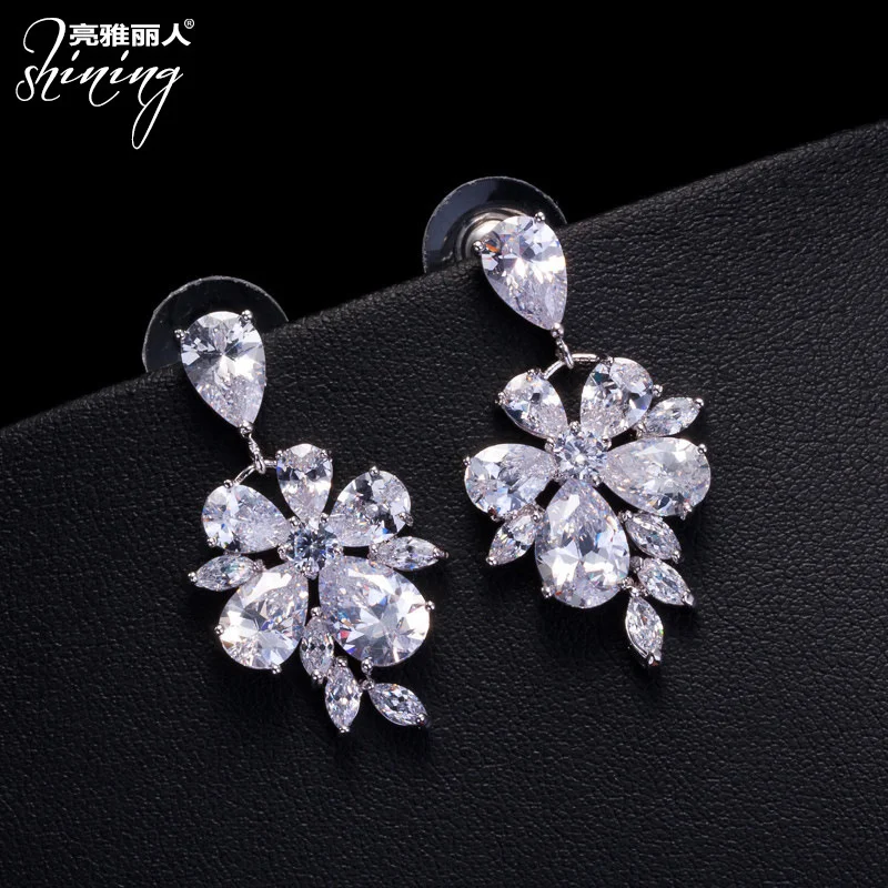 Luxury brand genuine real jewels Ice Ribbed Zircon 925 Silver Needle High Grade Small Group Korean Popular New Chinese Earrings