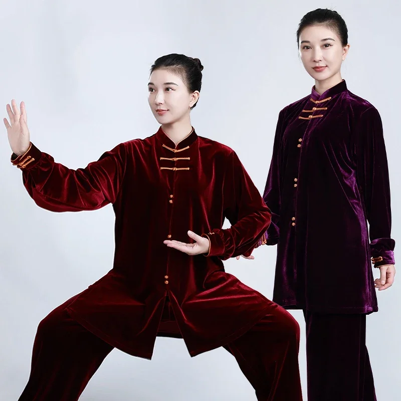 Winter Velvet Kung Fu Tai Chi Clothing Thicken Martial Arts Clothes Taijiquan Wushu Uniform Wing Chun Warm Multicolor 2022