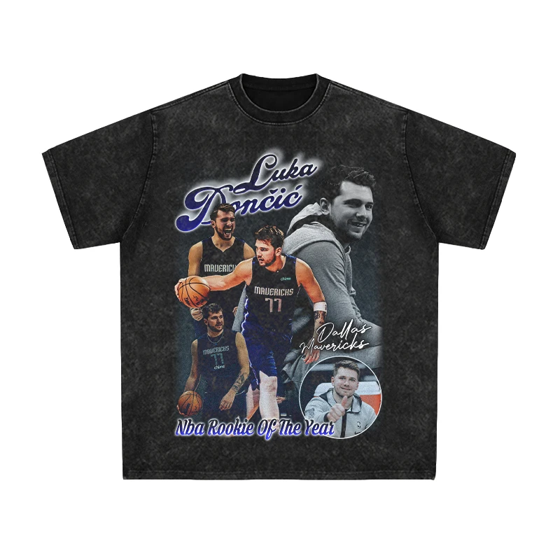 

2025 Basketball Star Luka Doncic of The Dallas Mavericks, Wearing A Short-sleeved American-style Heavyweight T-shirt