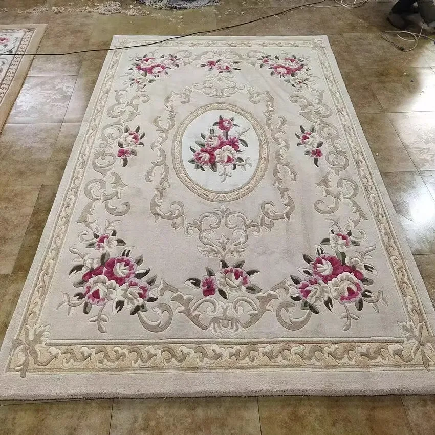 Handmade Wool Carpet Living Room Europe Floral Thick Sofa Coffee Table Floor Mat Luxury Customize Large New Zealand Wool Carpets view 5