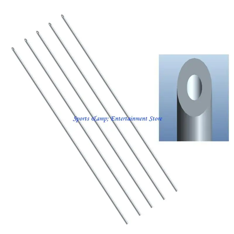 

G7NF 5Pcs Stainless steels Fishing Rigging Needle hollows Earthworm Hook Needle Baiting Needle drillers Fishing tool