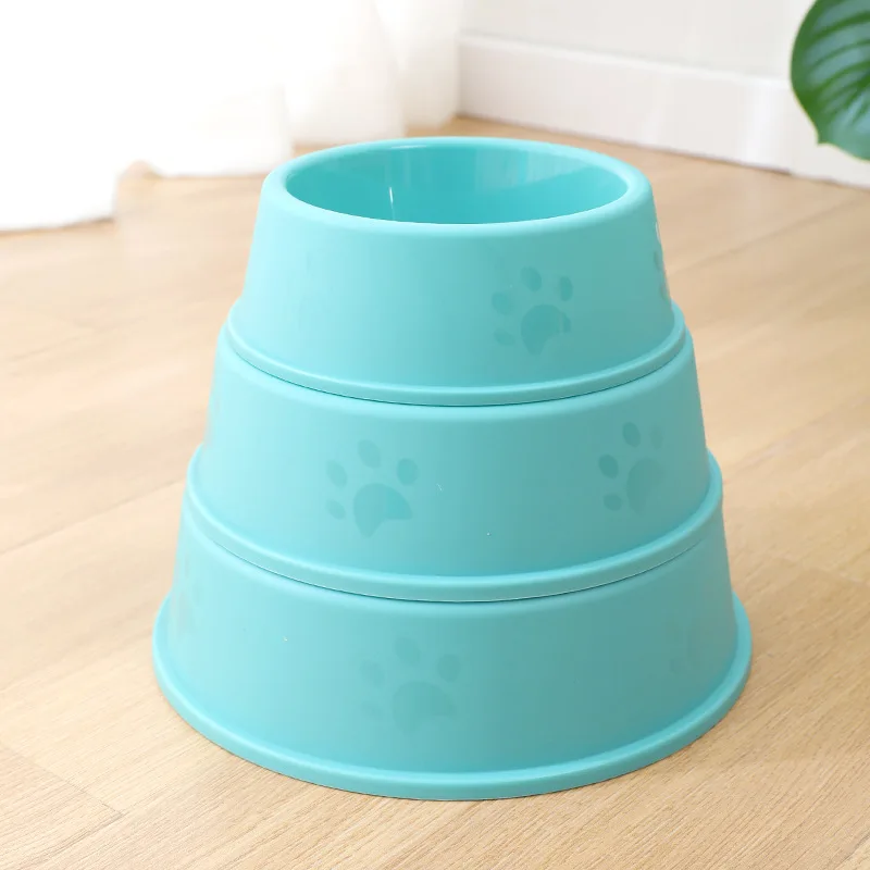 High quality solid color pet bowl Candy color Lightweight plastic single bowl Dog cat pet bowl Pet feeding bowl set