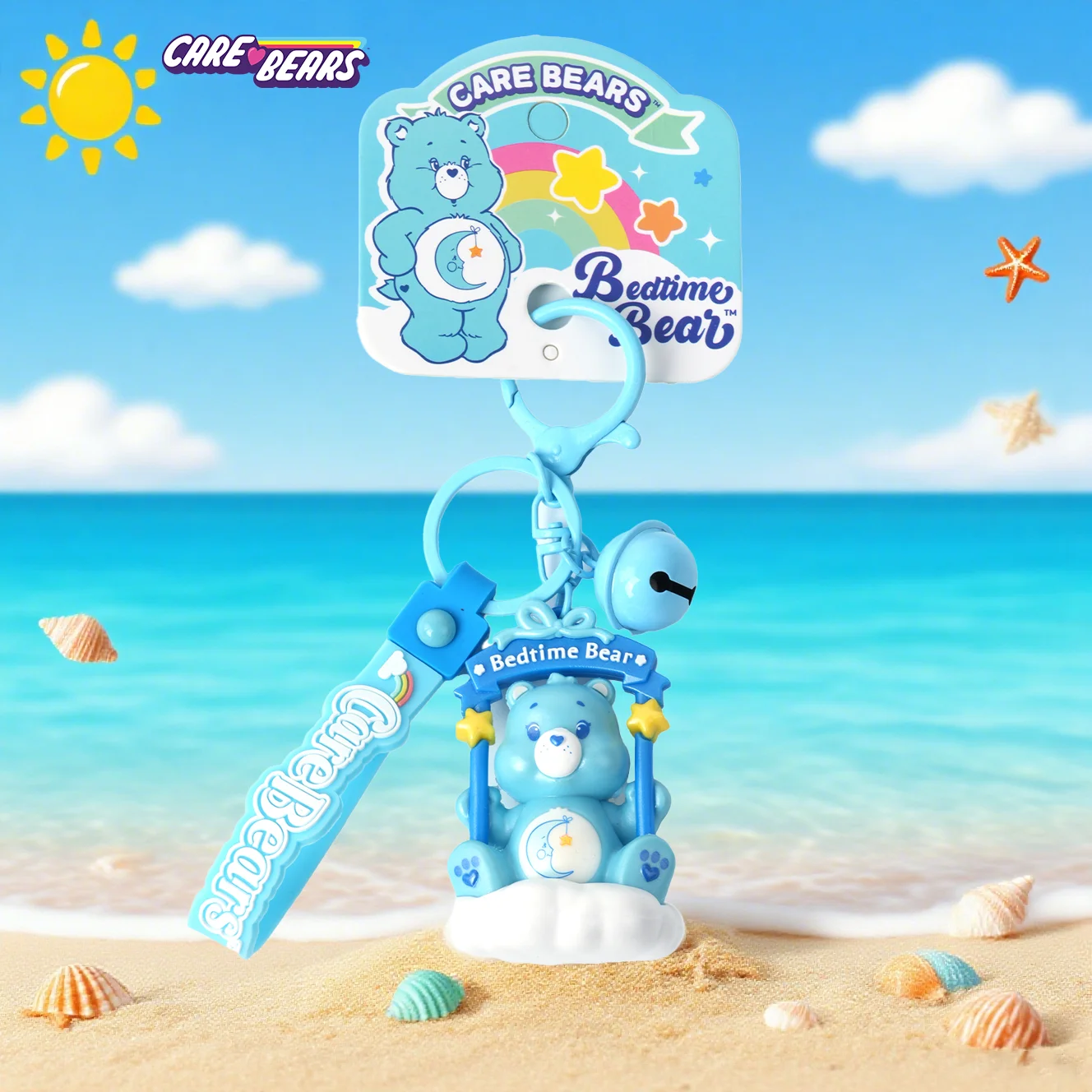 Care Bears Offiziell lizenzierte 3D-Figur, Taschenclip, Charms, Schlafenszeit-Bär, Schlüsselanhänger, Reisebegleiter, Weihnachtsgeschenk, 1 Stück, Cloudco