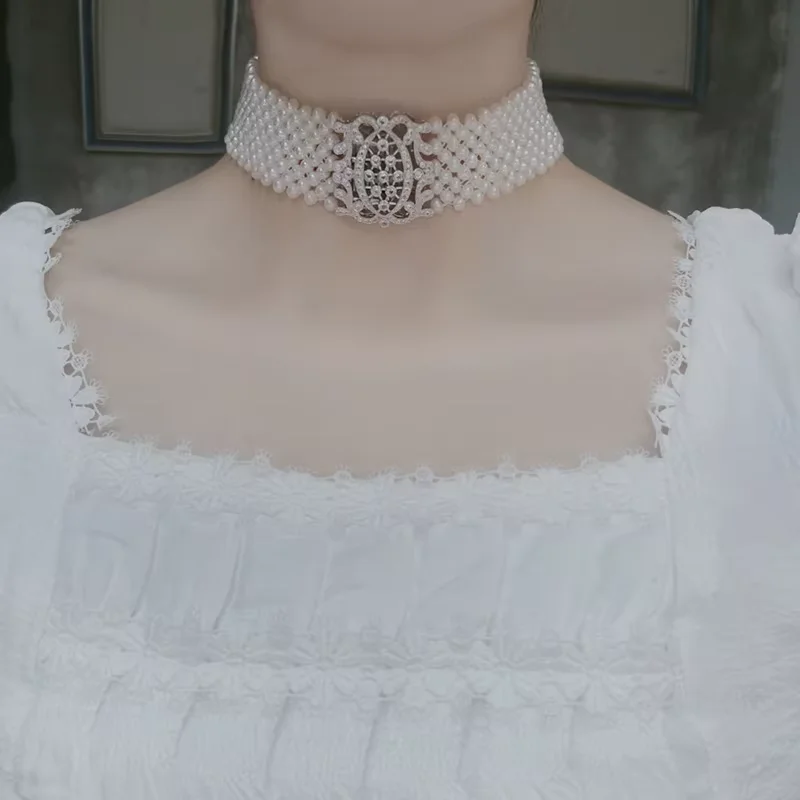 

18" Hand Weave Freshwater Cultured Pearl V Neck Cape Necklace