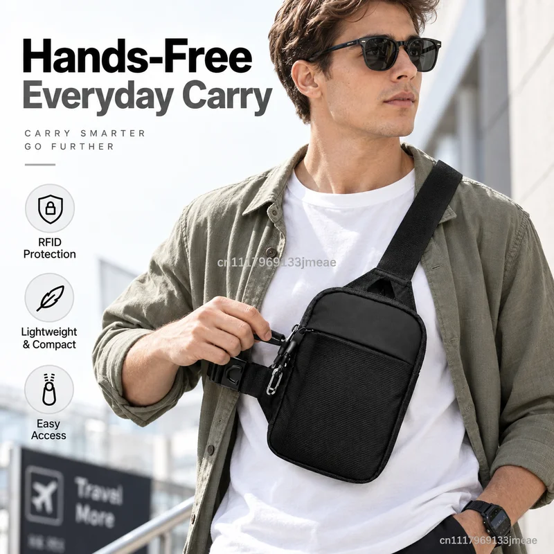 RFID Anti Theft Sling Bag Men Women Small Crossbody Chest Bag Water Resistant Travel Shoulder Bag Lightweight Multi Pocket Every