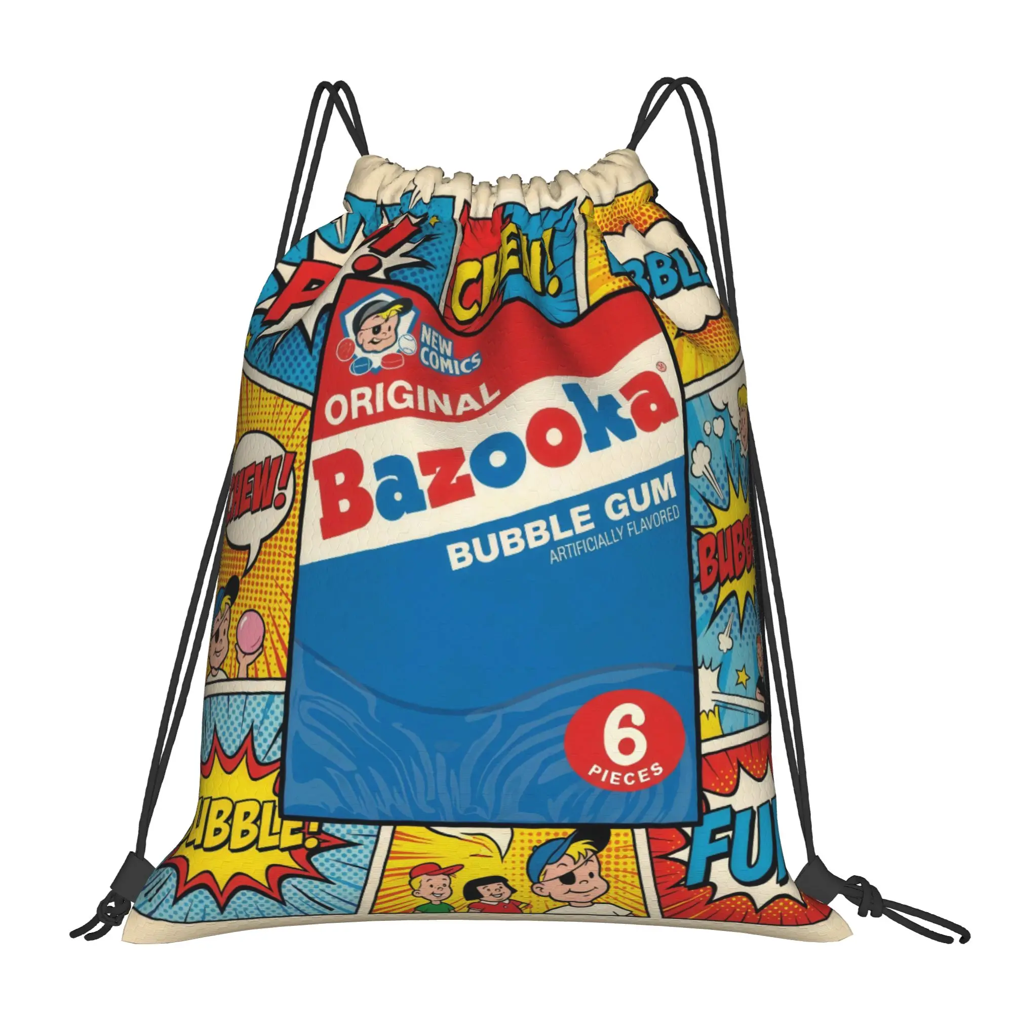 bBazooka Ring Pop Original Bubble Gum Comic Portable Travel Riding Gym Drawstring Storage Sporty Backpacks