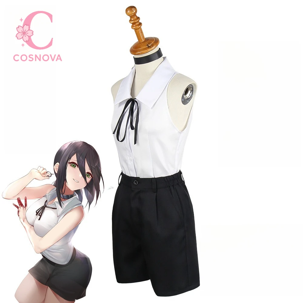 أزياء المنشار رجل ريز التأثيرية للنساء بوم الشيطان الزي مجموعة كاملة من مزيج القطن أنيمي فستان شخصية حفلة الهالوين