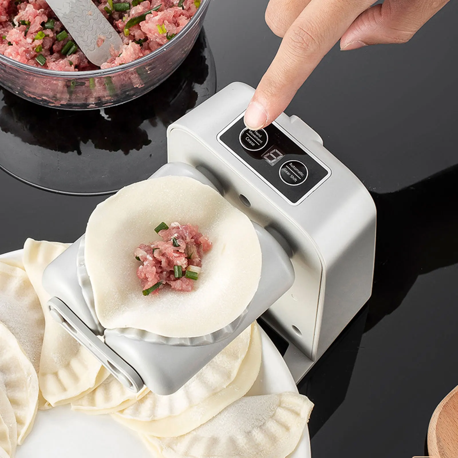 Electric Dumpling Maker 1200mAh Rechargeable Automatic Dumpling Maker with Filling Spoon Brush 2 Modes Efficient Dumpling Maker