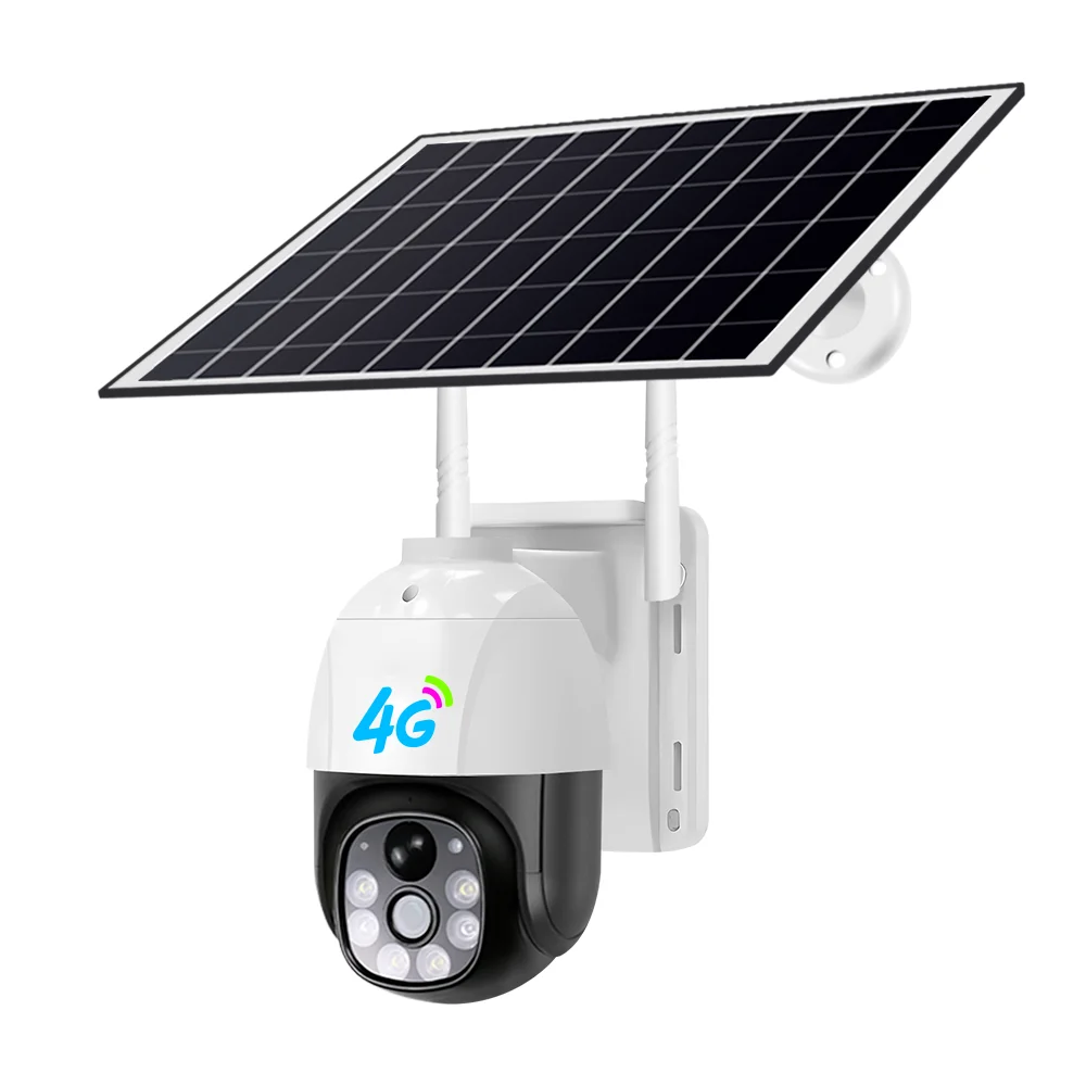Solar Powered Wireless Security Camera WiFi 4G PTZ Outdoor IP66 Waterproof Surveillance Camera Two‑Way Audio Night Vision PIR