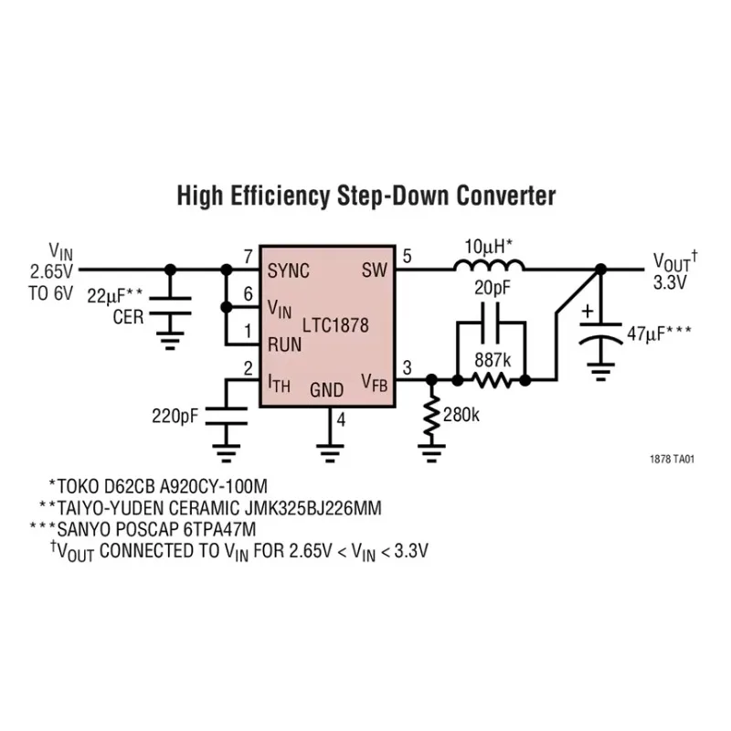 LTC1878EMS8 LTC1878 - High Efficiency Monolithic Synchronous Step-Down Regulator