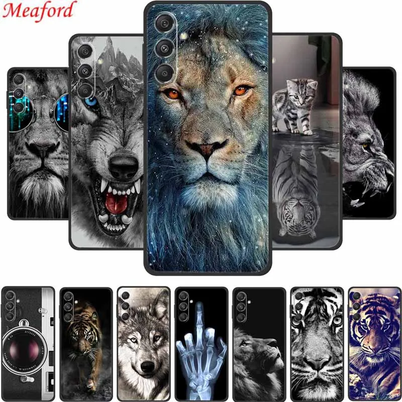 Für Samsung A16 5G Telefon Fall Abdeckung Lion Wolf Tiger Schwarz Silikon Weiche Rückseitige Abdeckung Fällen Für Samsung Galaxy A16 fall A 16 Coque