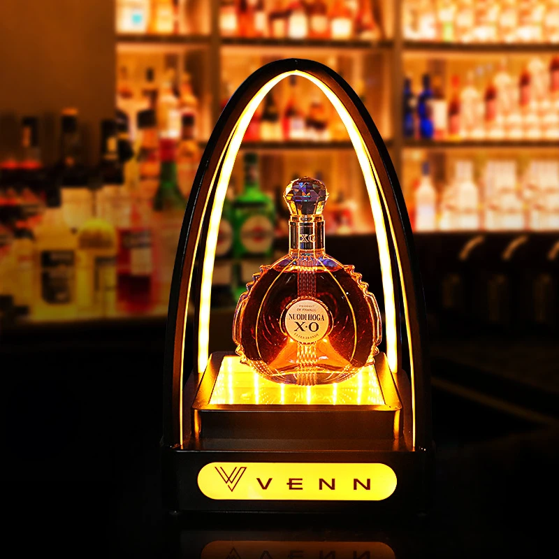 

Bar luminous abyss four-dimensional wine stand KTV liquor base red wine display rack LED iron art XO champagne rack