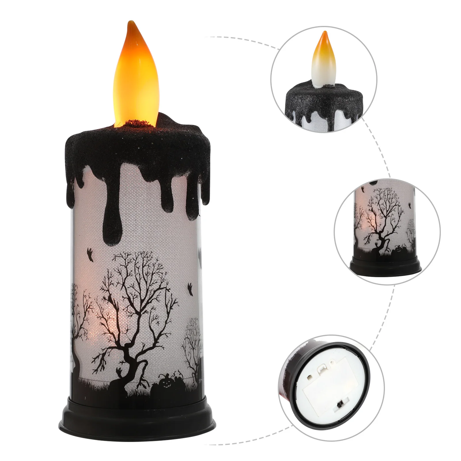 

LED Electronic C les Powered Flameless Smokeless Realistic Glow Halloween Indoor Night Lamp Black Wax Effect