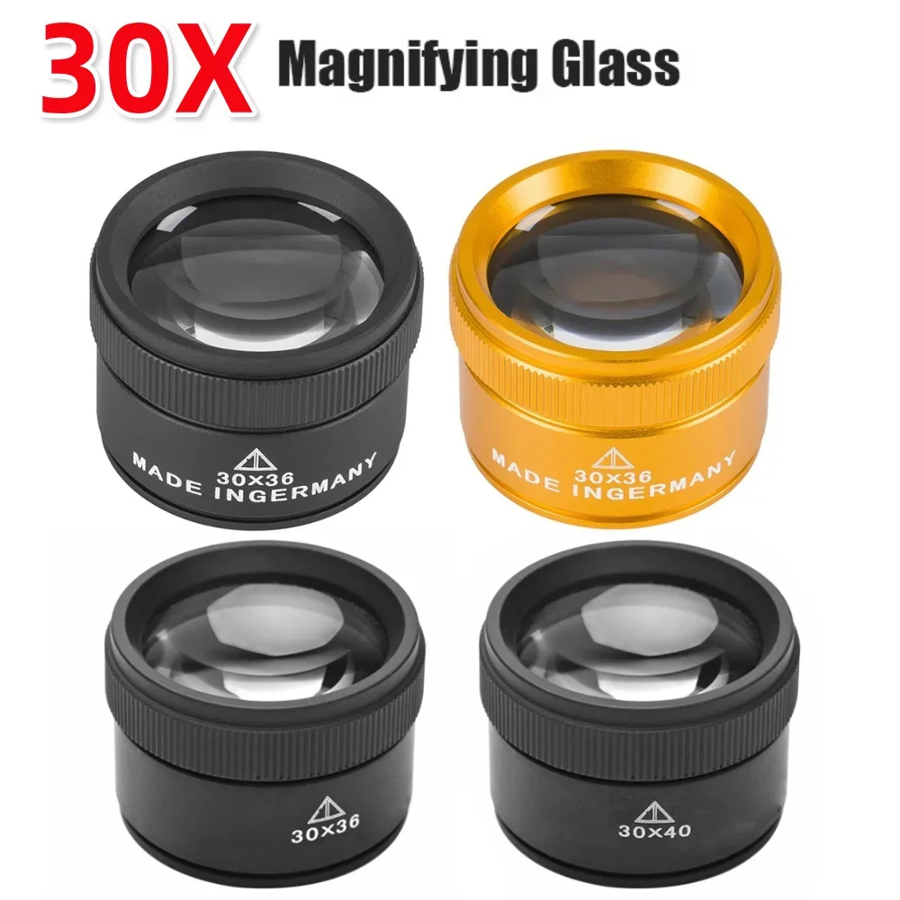 

30X 36mm Magnifying Glass K9 Optical Lens for Precision Work Coin Stamps Watch Repair Portable Handheld Magnifier 30X 40mm