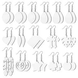 32 Stück Sublimations-Ohrringe, blanko, Sublimationsdruck-Ohrringe, Wärmeübertragung, Drahthaken, Ohrringe, unlackiertes Holz,