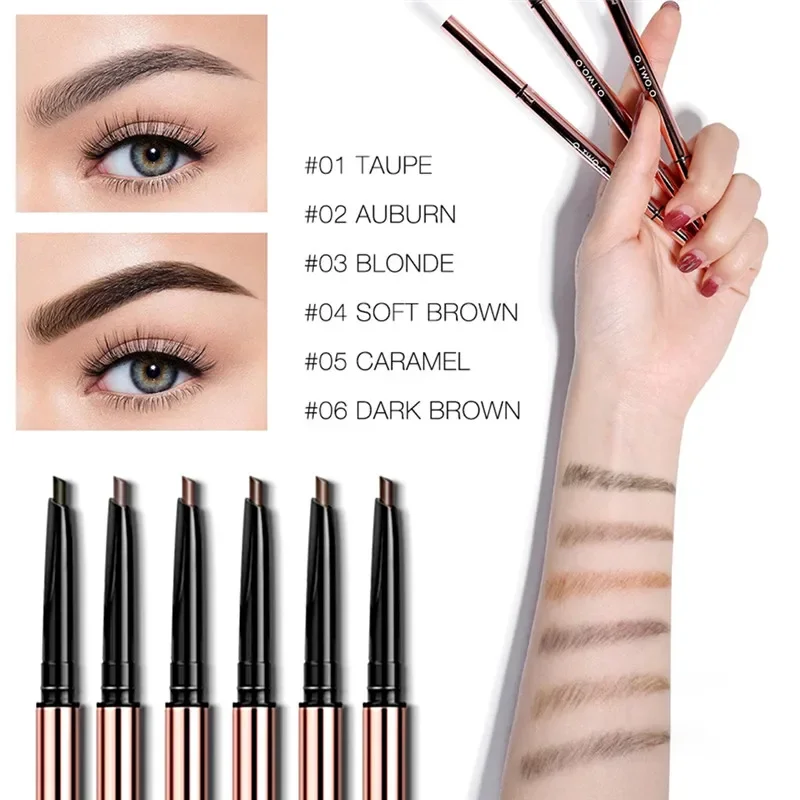 O.TWO.O-lápiz de cejas triangular ultrafino, 6 colores, definidor de cejas preciso, larga duración, resistente al agua, Rubio, marrón, maquillaje para cejas