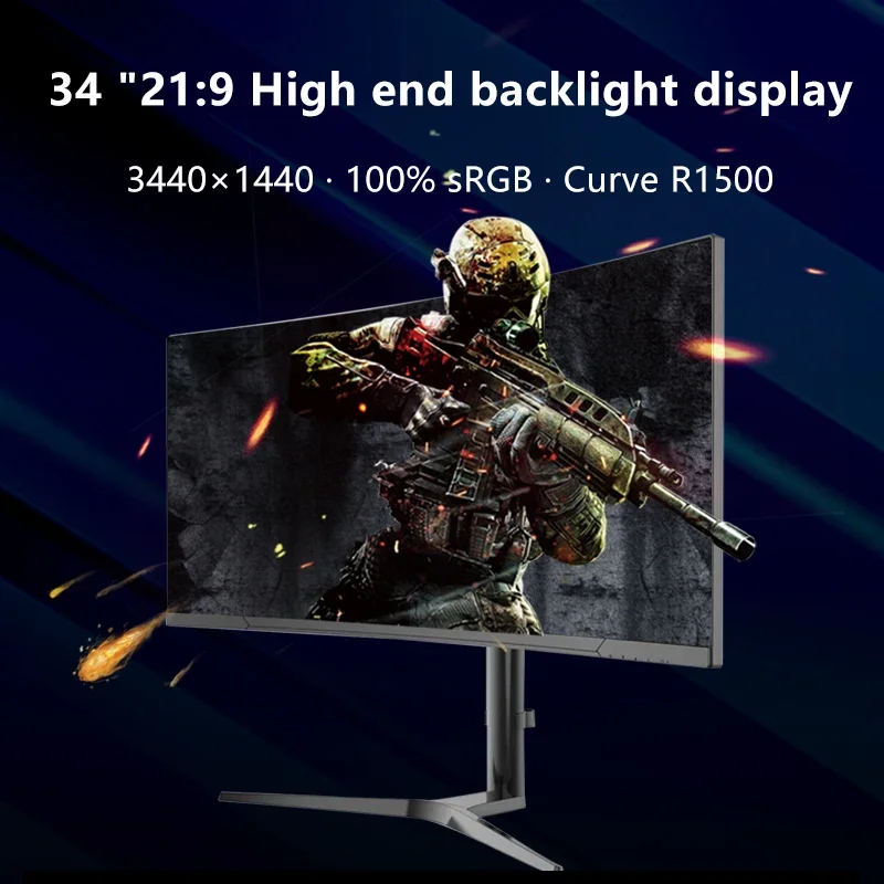 34 palec bezrámové herní 4K 144hz proti modré lehký PC počítač hráč pro esport