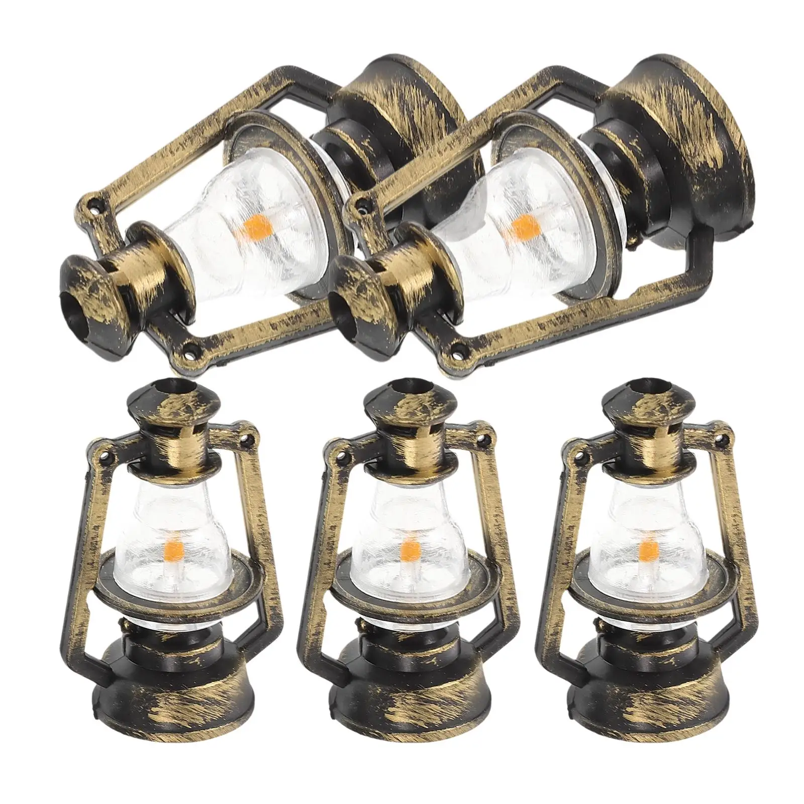 

5 Pcs Retro Kerosene Lamps Miniature Dollhouse L scape Lanterns Plastic Decorative Accessories for Photography Props