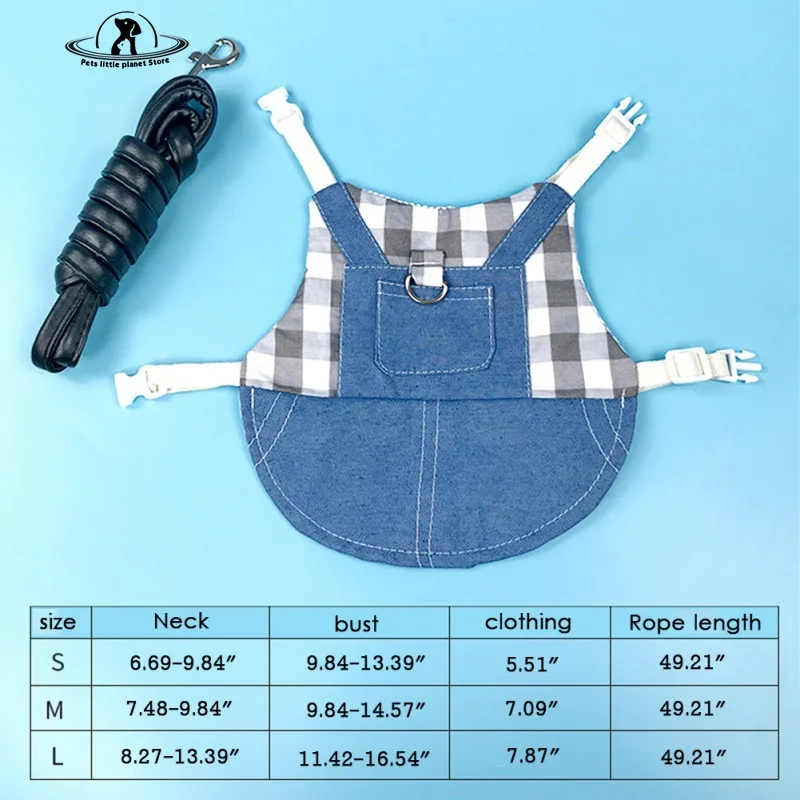 Pet Rabbit Clothes Denim Coat Small Animal Harness Leash Vest Bag Hat Set for Ferret Bunny Hamster Small Pet Supplies