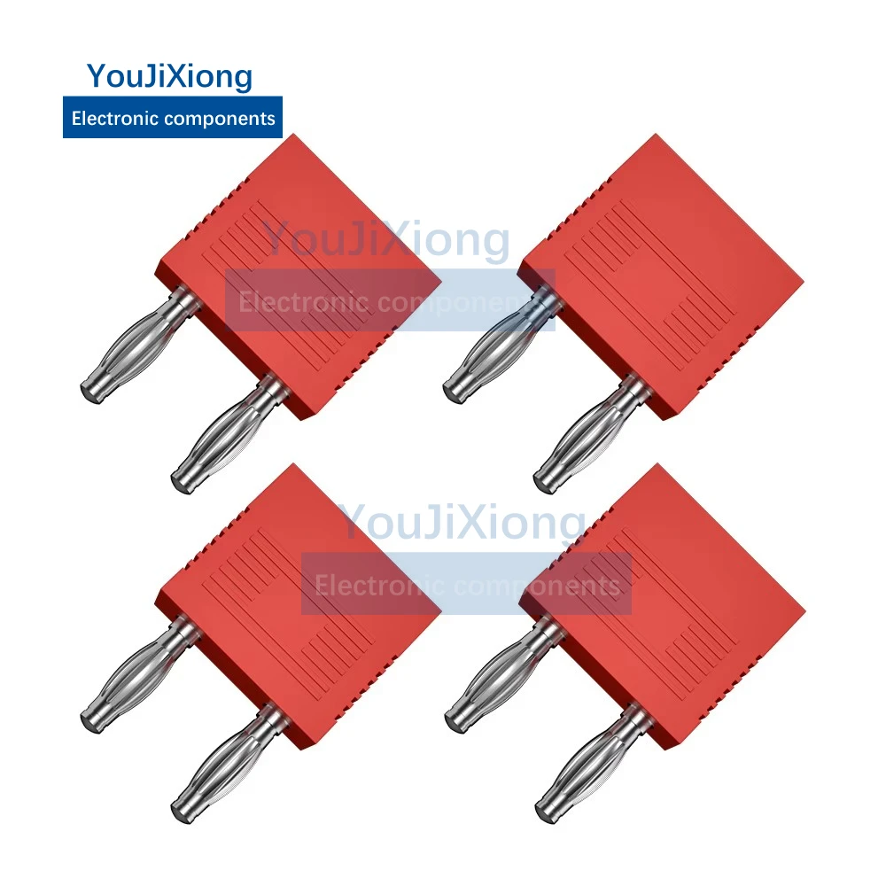 4Pcs 4mm Banana Plug Spacing 14mm Pure Copper Short Circuit Double Row Two Connection One Point Adapter